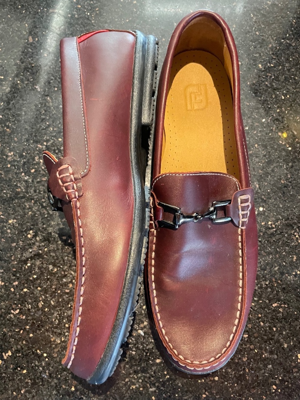 Men's Footjoy Loafers Dark Brown Burgundy Leather with Horsebit